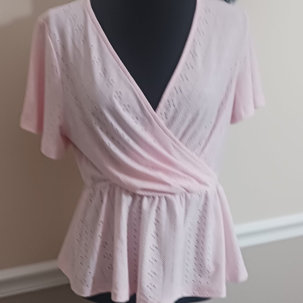 NWT Grace Karin Soft Pink Eyelet Peplum Blouse